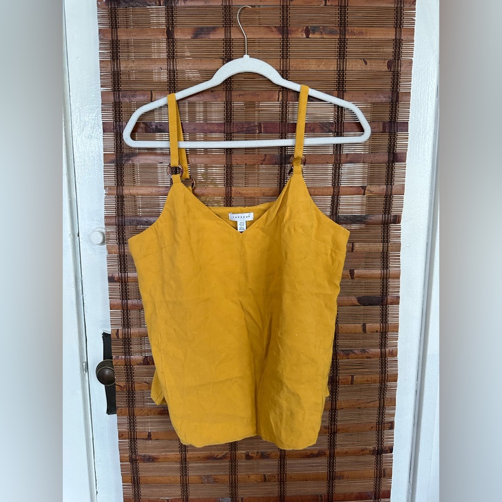 Topshop Gold Sleeveless Camisole Top with tortoise ring detail